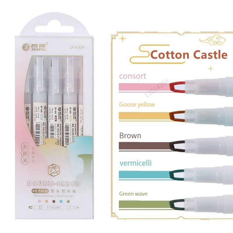 Pastel Highlighter Set Double Ended - 더블 팁 형광펜 펜, 카와이 컬러