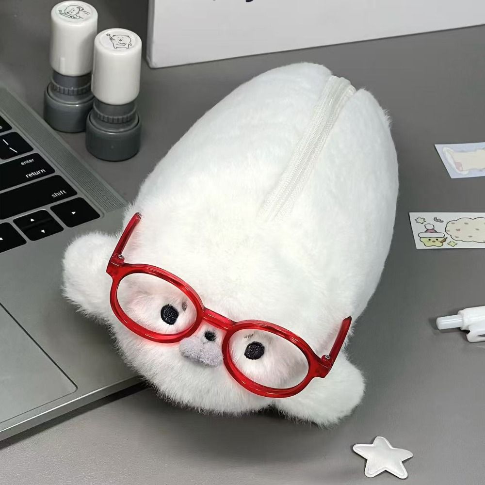 Aesthetic Large Pencil Case Pouch - 재미있는 물개 인형 연필 케이스 대용량