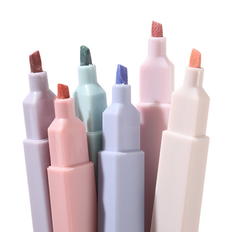 Pastel Highlighter Set Double Ended - 6 개/대 형광펜 세트 귀여운 카와이