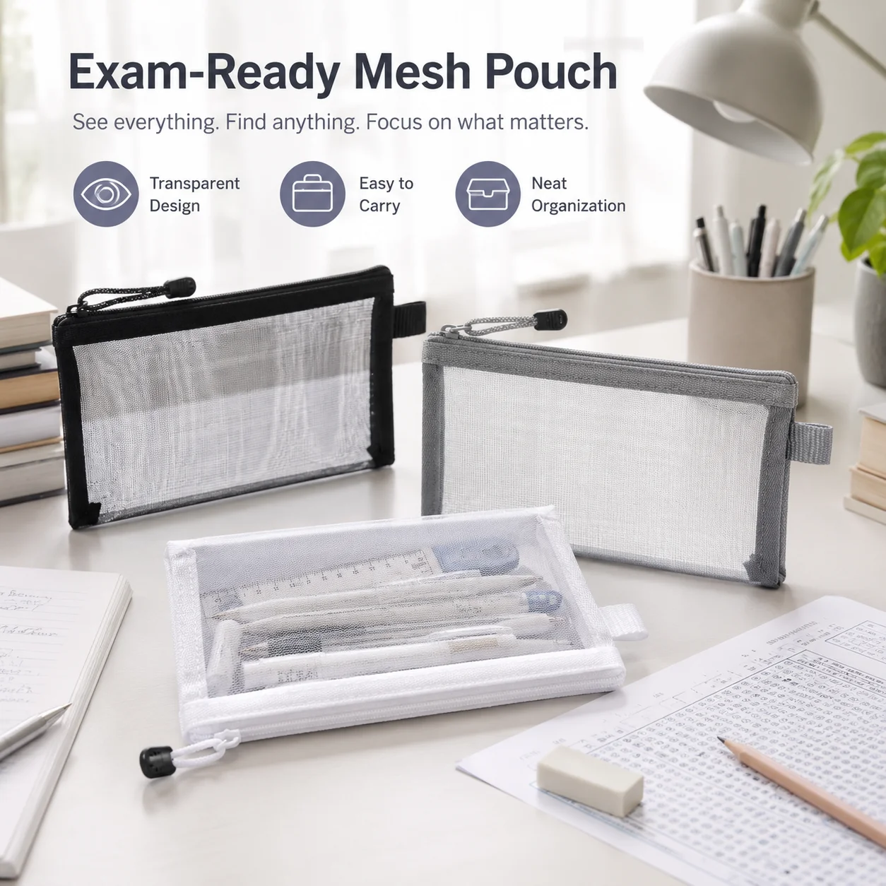 투명 메쉬 펜 가방 시험용 투명 지퍼 연필 케이스 일상 - Clear Mesh Pencil Pouch For Exam 리뷰 및 가격