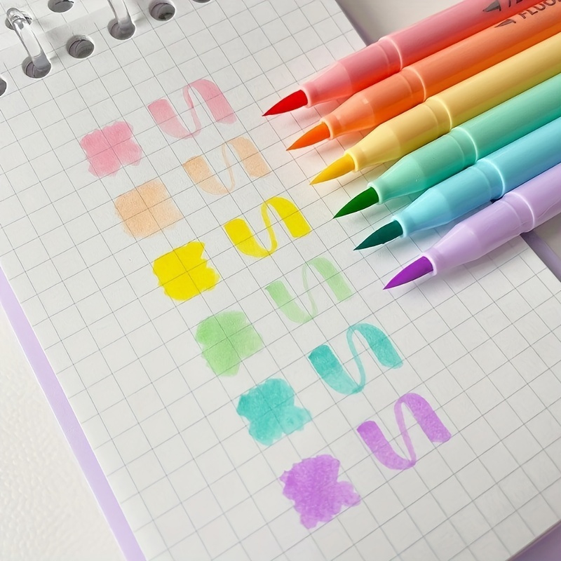 6pcs 소프트 브러시 형광 펜 세트 파스텔 마커 색칠 - Pastel Highlighter Set Double Ended 리뷰 및 가격