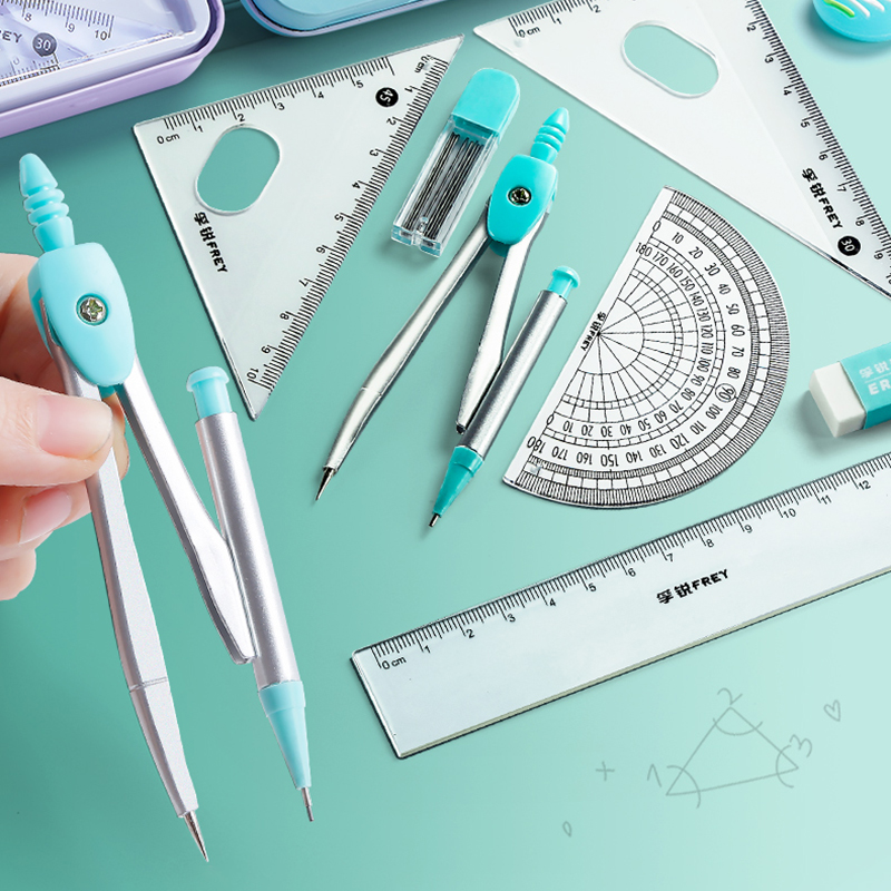 7PCS 스테인레스 스틸 나침반 세트 지우개 눈금자와  - Math Geometry Set With Compass 리뷰 및 가격