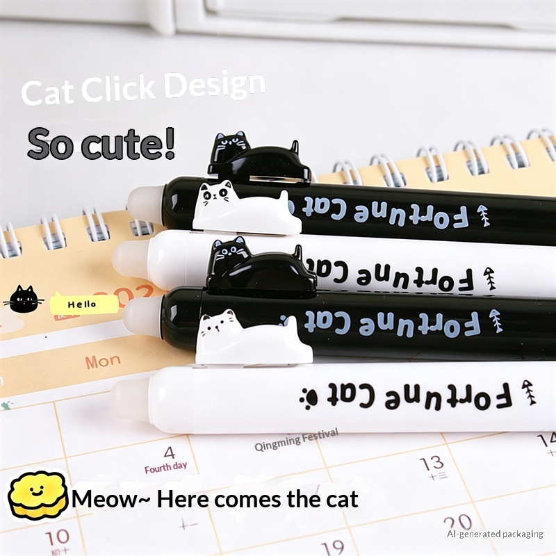 4팩 귀여운 고양이 모양 지울 수 있는 젤 펜 0.5m - Retractable Eraser Pen Click 리뷰 및 가격