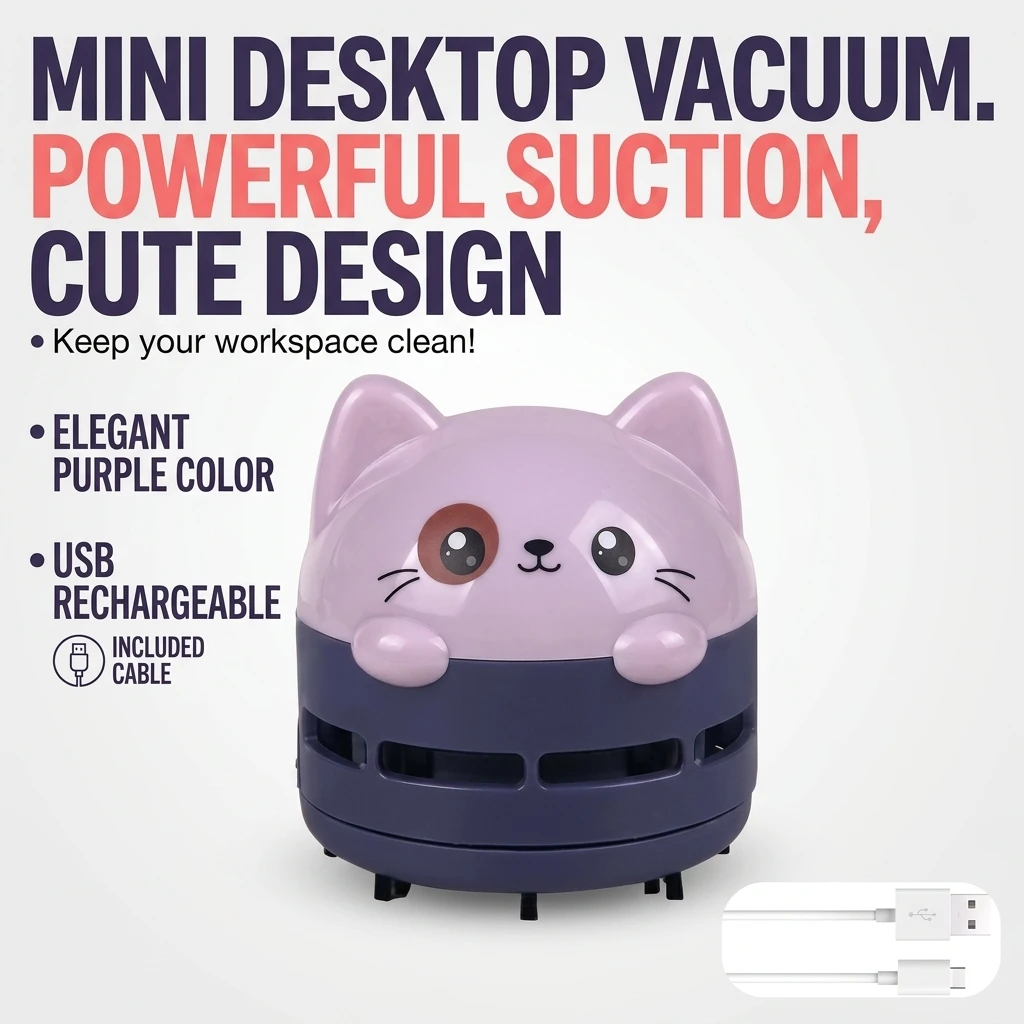 미니 무선 USB 충전식 데스크탑 진공 청소기, 귀여운 - Mini Desktop Vacuum Cleaner For Eraser Dust 리뷰 및 가격