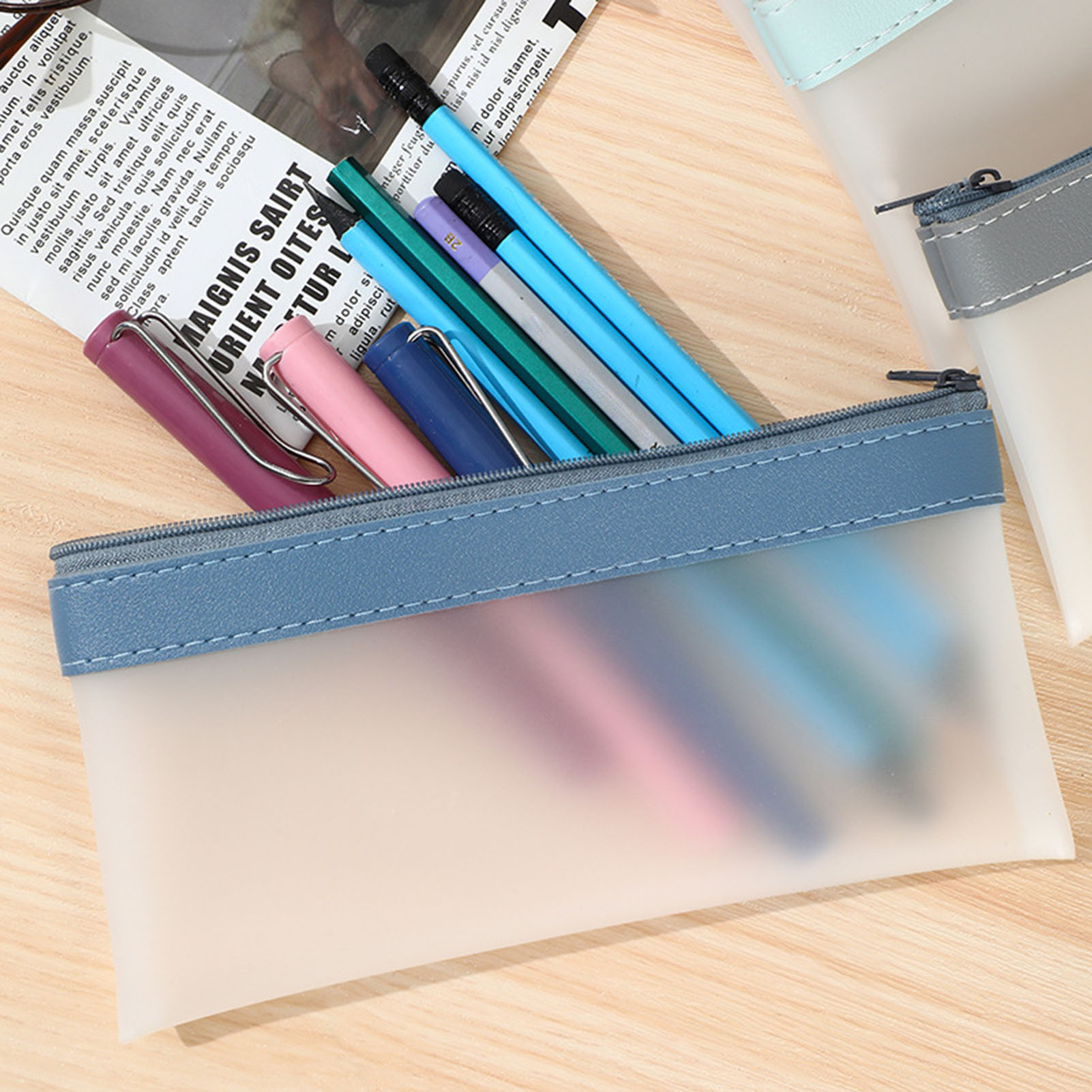 학생용 투명 프로스트 필통 파우치, 대용량, 귀여운 미 - Aesthetic Large Pencil Case Pouch 리뷰 및 가격