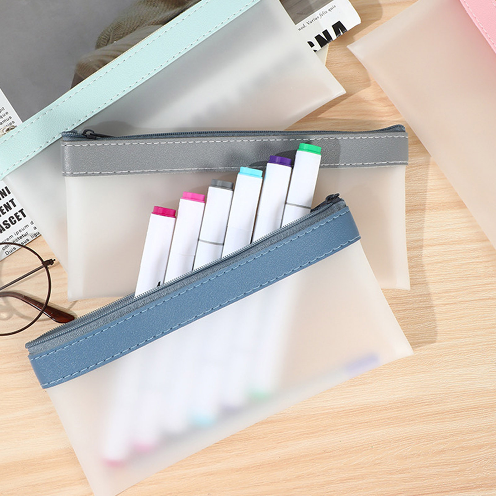 학생용 투명 프로스트 필통 파우치, 대용량, 귀여운 미 - Aesthetic Large Pencil Case Pouch 리뷰 및 가격