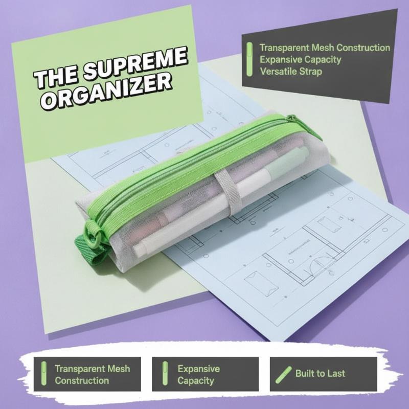 투명 메쉬 필통, 이중 지퍼, 조절 가능한 바인딩 스트 - Clear Mesh Pencil Pouch For Exam 리뷰 및 가격