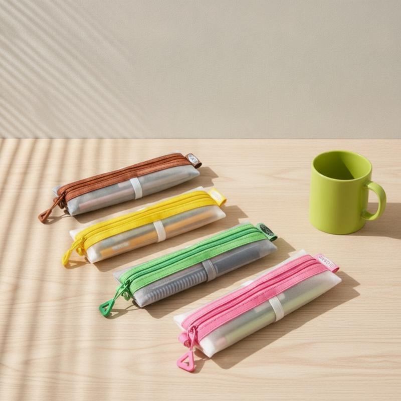 투명 메쉬 필통, 이중 지퍼, 조절 가능한 바인딩 스트 - Clear Mesh Pencil Pouch For Exam 리뷰 및 가격