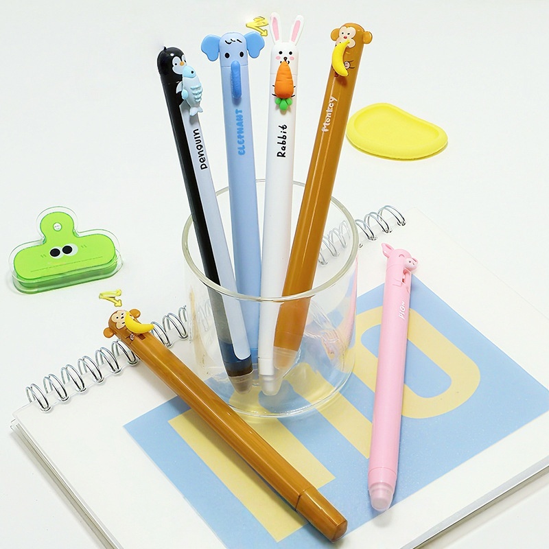 6팩 귀여운 만화 동물 모양 접이식 지워지는 젤 펜,  - Retractable Eraser Pen Click 리뷰 및 가격