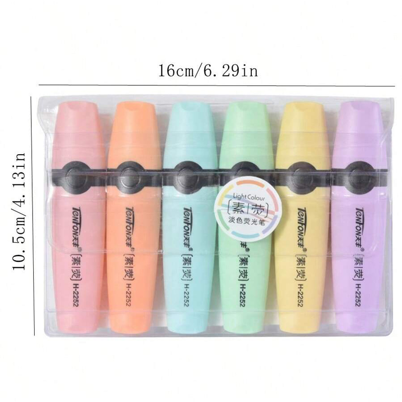6 개/대 형광펜 파스텔 색상 치즐 팁 마커 펜 플랫  - Pastel Highlighter Set Double Ended 리뷰 및 가격