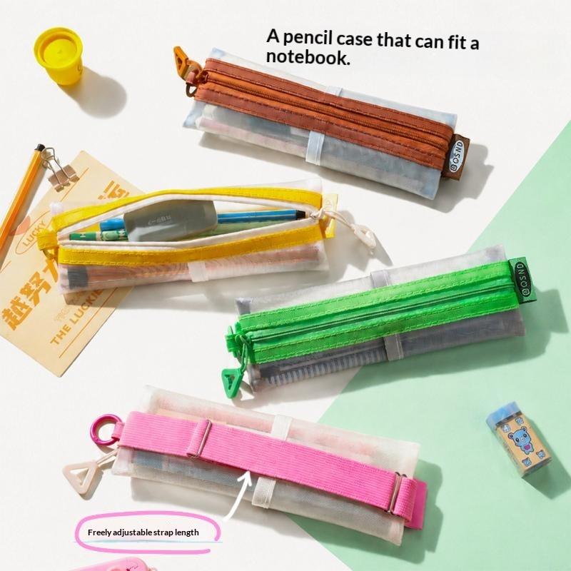 투명 메쉬 연필 파우치 이중 지퍼 조절 가능한 바인딩  - Clear Mesh Pencil Pouch For Exam 리뷰 및 가격